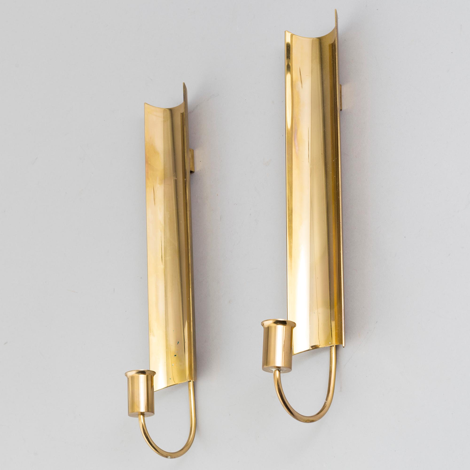 PIERRE FORSSELL, vägglampetter, ett par, mässing, "Reflex", Skultuna.