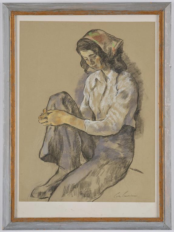 Lotte Laserstein, Seated girl with a shawl.