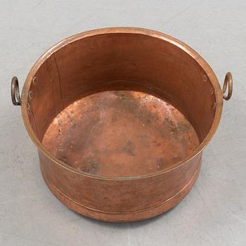 S Swedish 19th century copper pot firewood tub.