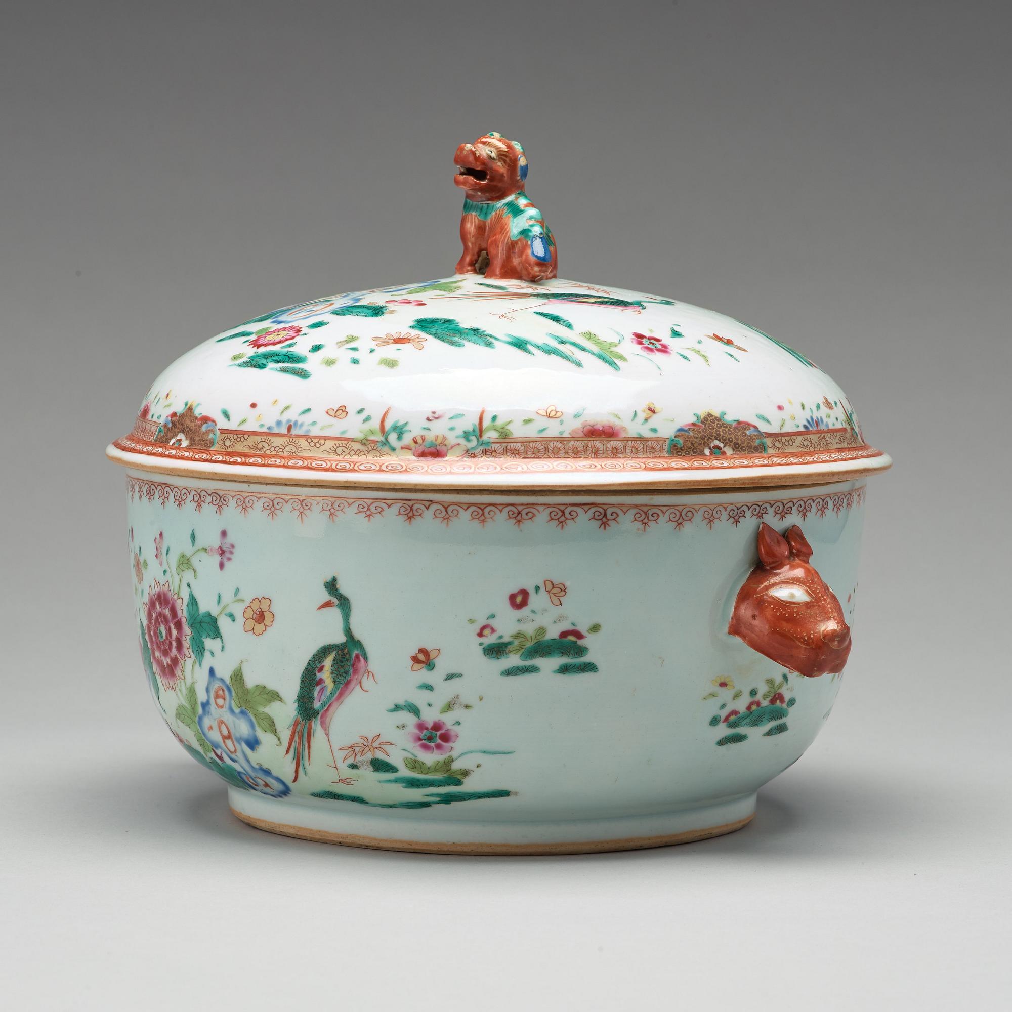 A famille rose tureen with cover, Qing dynasty, Qianlong (1736-95).
