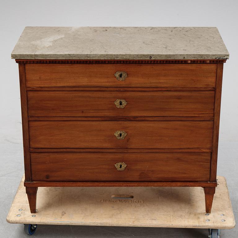 A late gustavian chest of drawers, ca 1800.