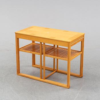 Carl Malmsten, a nest of three birch tables, 'Släden', Åfors Möbelfabriks AB.