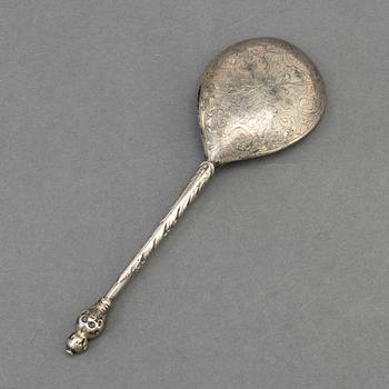 A Scandinavian 19th century silver-gilt spoon, unmarked.