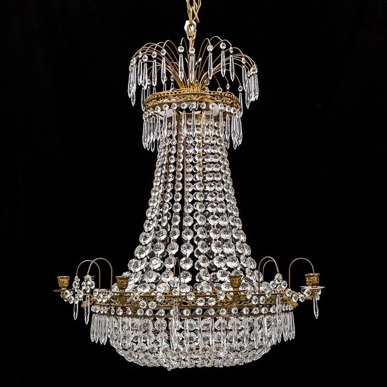 A gustavian style chandeier from the second half of the 20th century.