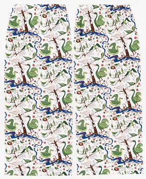 Josef Frank, curtains, a pair, "Green Birds", Svenskt Tenn.