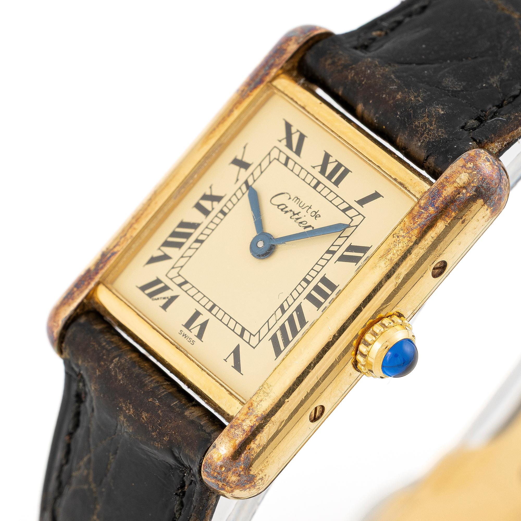 must de CARTIER, Tank, wristwatch, 20,5 x 20 (28) mm.