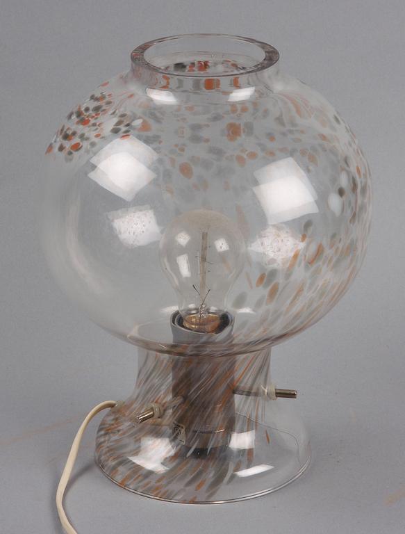 BORDSLAMPA, glas, Orrefors. 1900-tal.