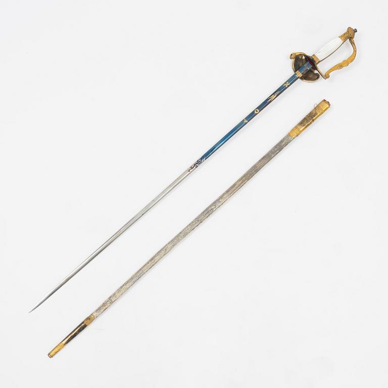 A smallsword, first half of the 19th Century, with scabbard.