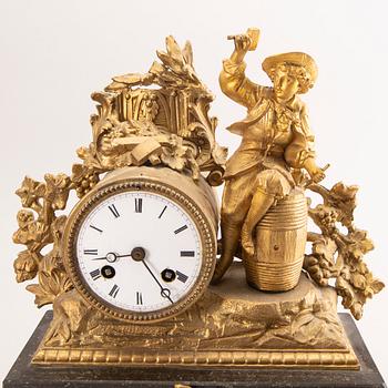 A Neo Rococo bronzed table clock.