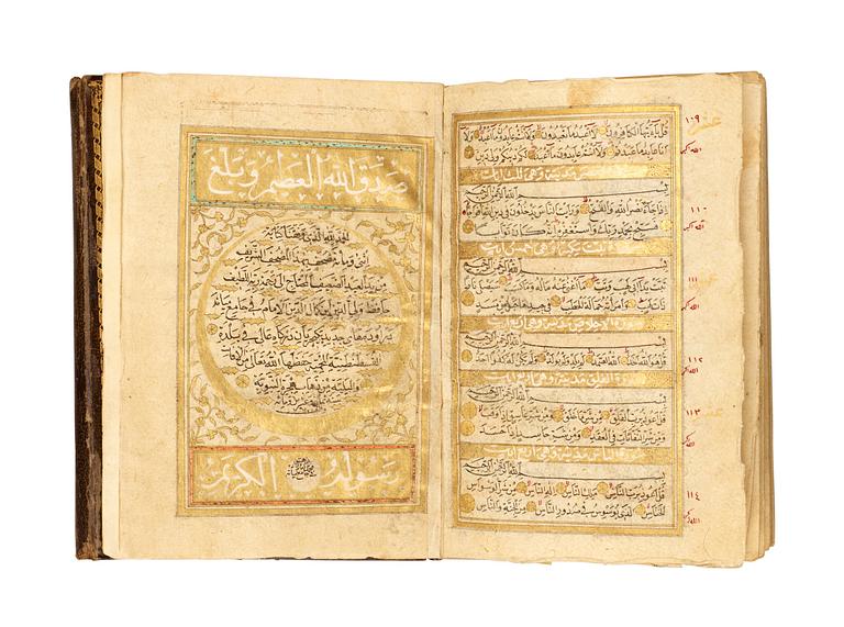 KORAN. Konstantinopel 1716. Höjd 15,5 x 11,5 cm.