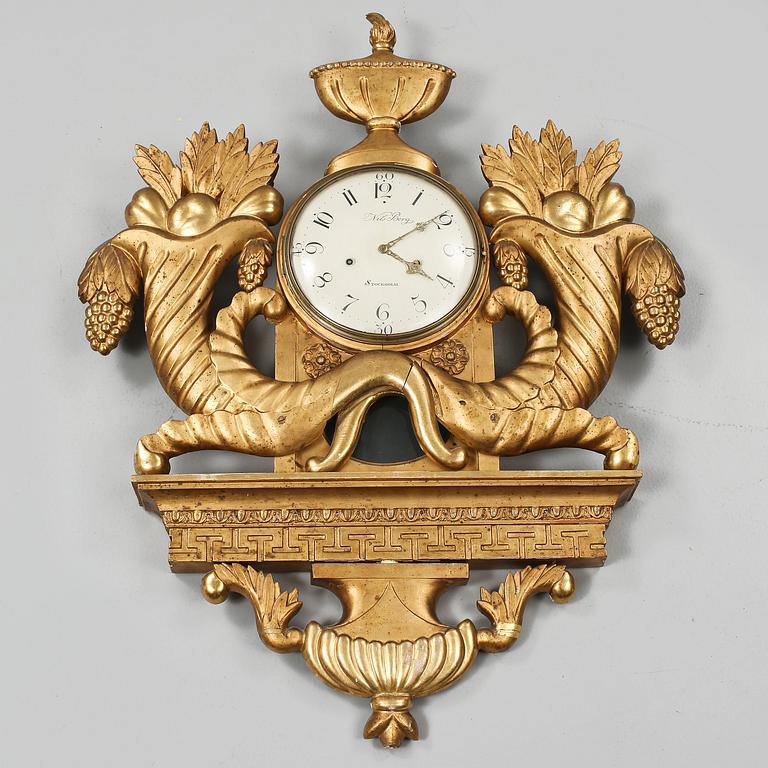 VÄGGPENDYL, empire, Nils Berg (verksam 1757-1794) Stockholm, 1800-talets första hälft.