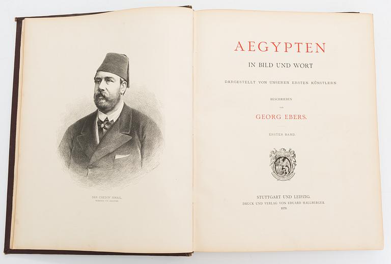 Georg Ebers, böcker i två volymer, "Aegypten", 2:a upplagan, Stuttgart & Leipzig 1879-80.