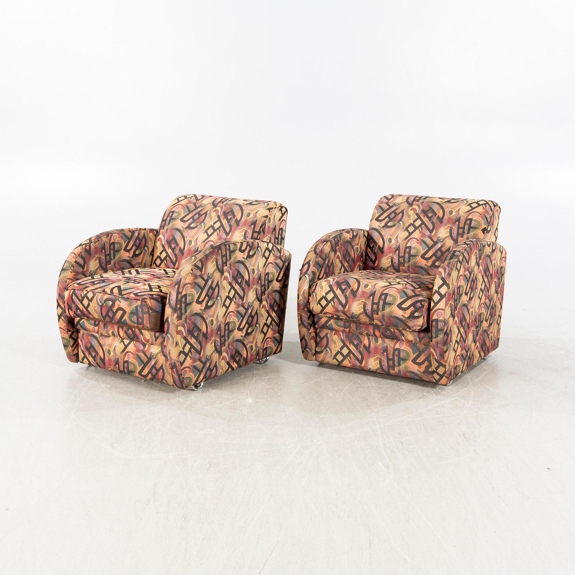 Fåtöljer, ett par, Art deco-stil, 1900-talets andra hälft.