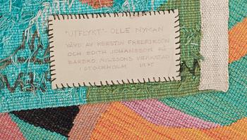 TAPESTRY. "Utflykt". Tapestry weave. 157,5 x 198,5 cm. Signed O. NYMAN. BN. KF. EJ.