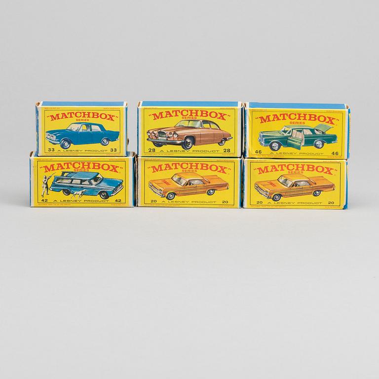 LESNEY MATCHBOX SERIES, 5 st, bland annat Studebaker Lark Wagon RW 42B-2.