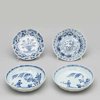 FAT, 4 st, porslin, Kina, Qing dynastin,  Kangxi (1661-1722) respektive Qianlong (1735-1796).