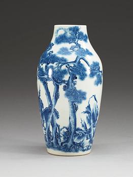 A blue and white vase, Presumably Republic.