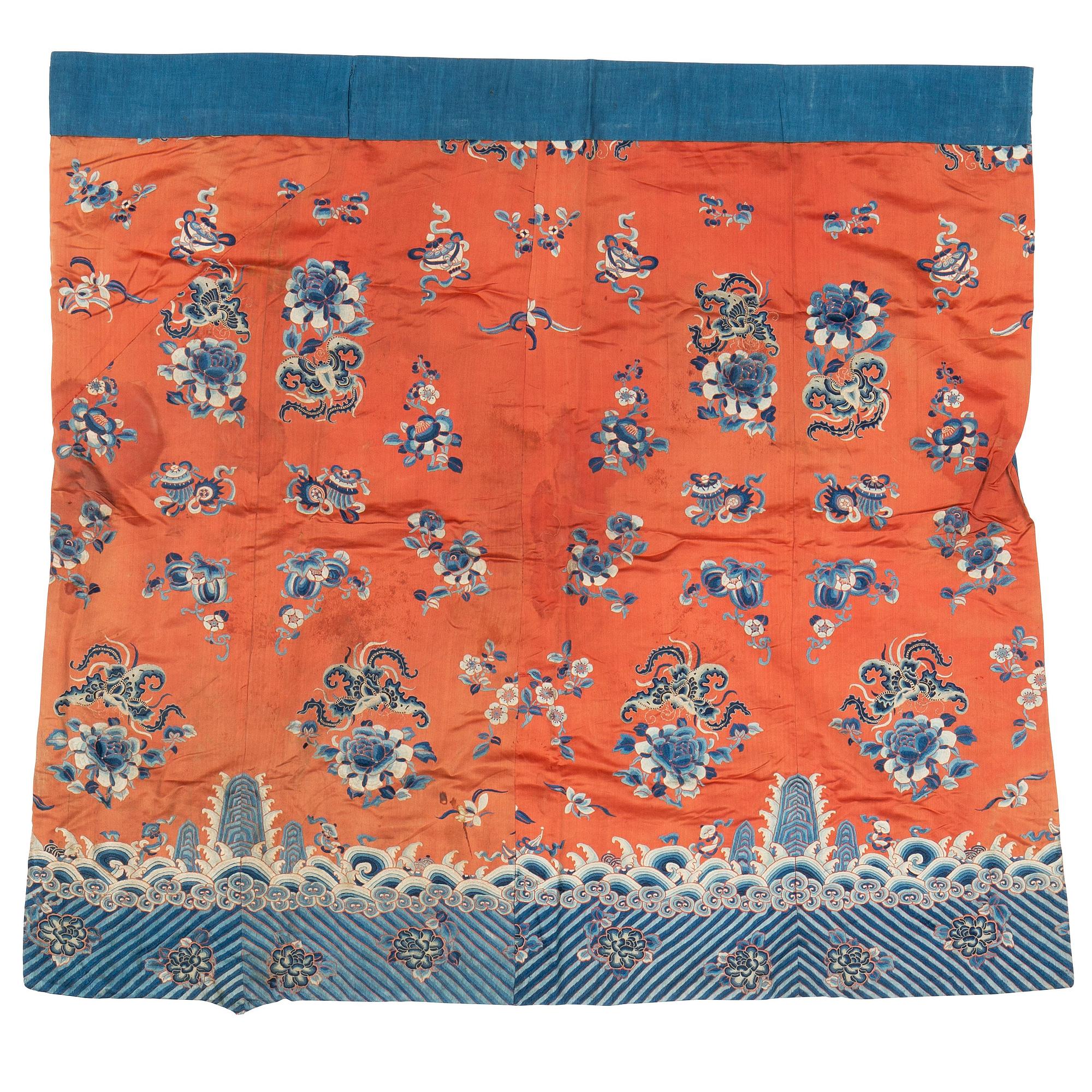 An embroidered silk altar cover, China, Qing dynasty.