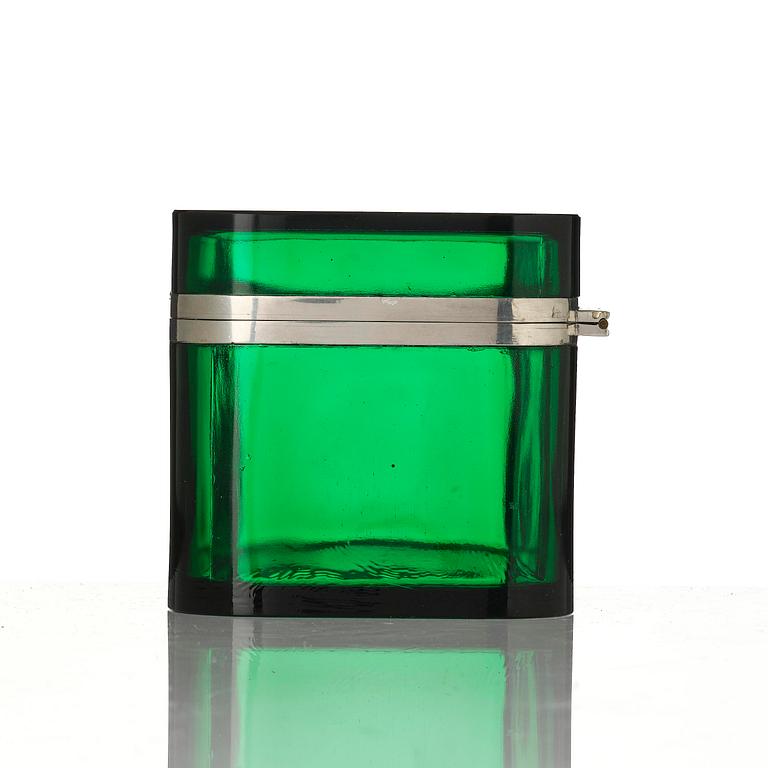 Josef Frank, a pewter mounted green-tinted glass box, Firma Svenskt Tenn.