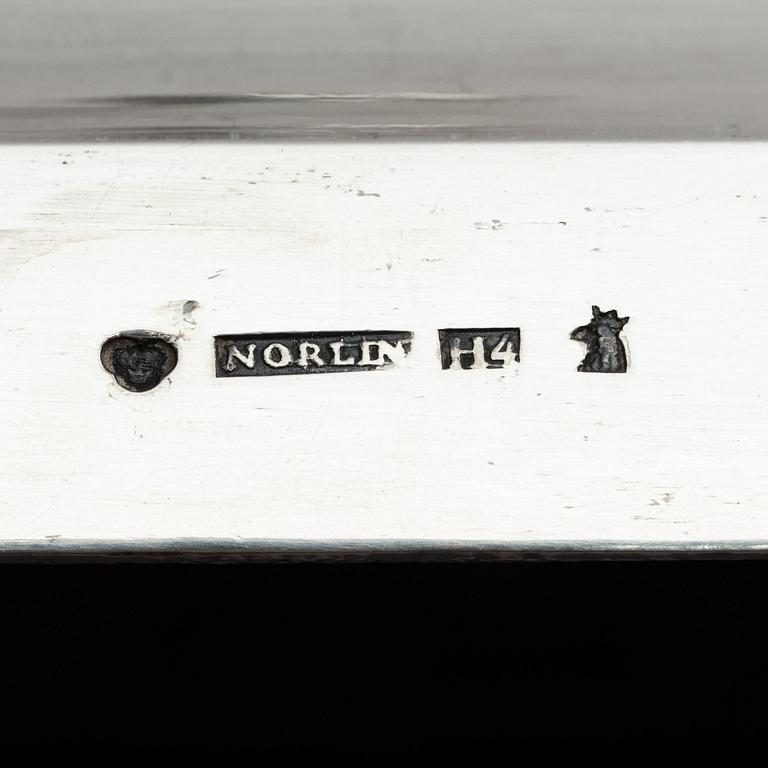 Carl Petter Norlin, ljusstakar, ett par, silver, Malmö 1838. Sengustavianska.