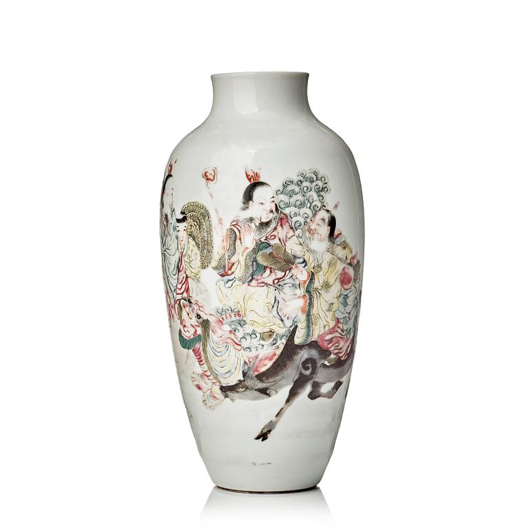 A famille rose vase, presumably Republic with Qianlong mark.