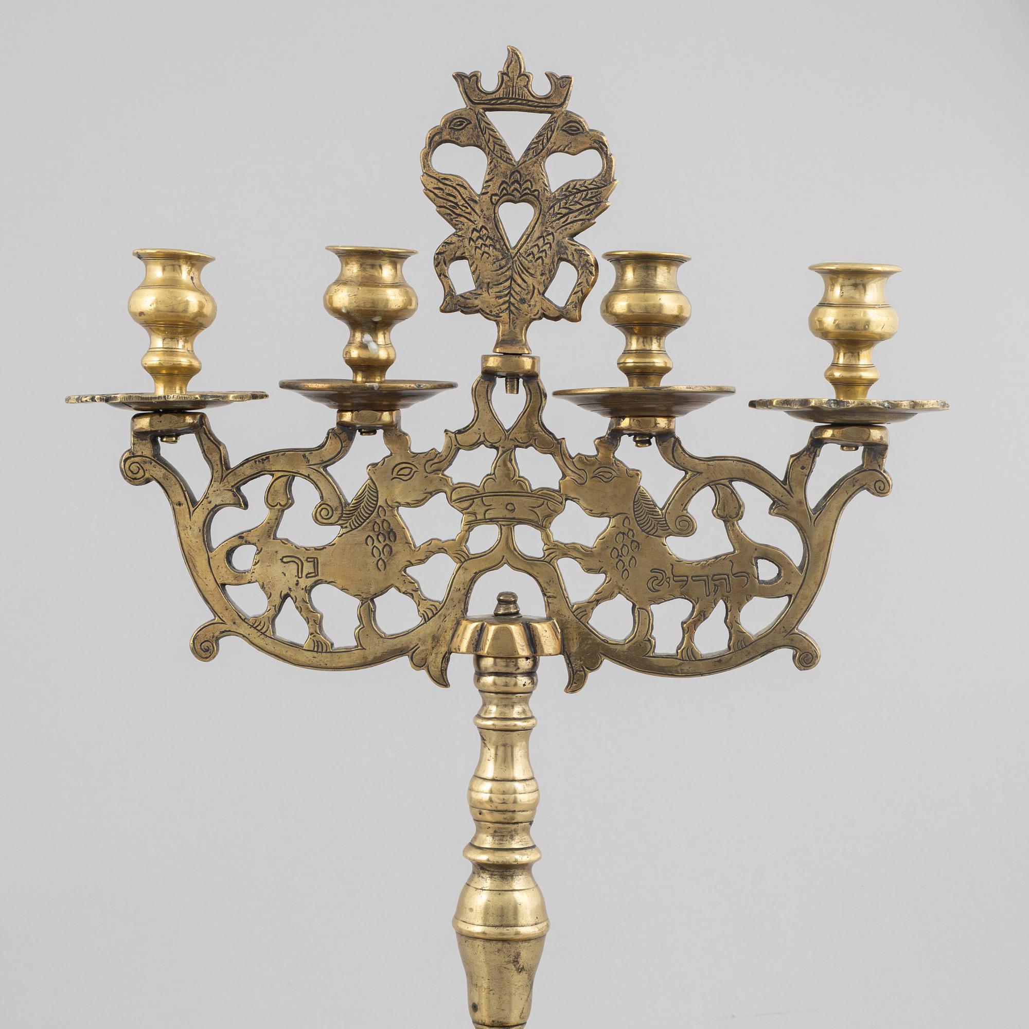 A brass Baroque style candelabra, 18th/19th century.