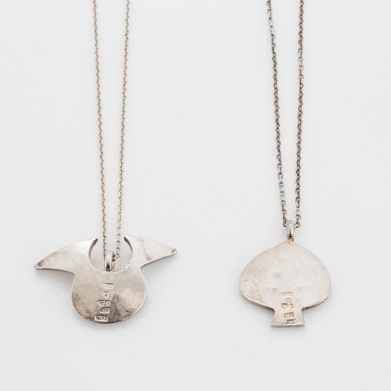 Bengt Liljedahl, Bengt Liljedahl, two pendants, sterling silver.