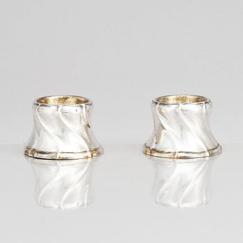 A pair of Swedish 18th century parcel-gilt silver salt cellars, mark of Andreas Öhrman, Stockholm 1756.