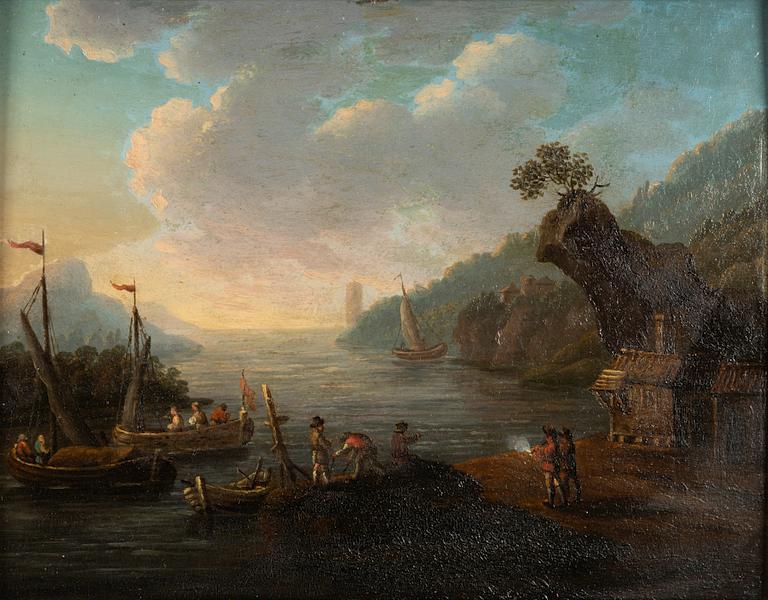 Okänd konstnär, 1700-tal. Figurer och båter.