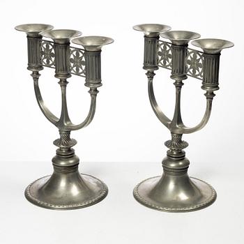 Ferdinand Boberg, candelabras, a pair, Old Santesson's Tin Foundry Stockholm.