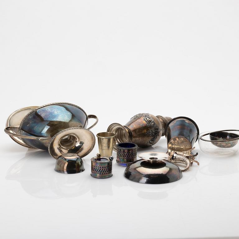 Lot of silver, 11 pieces, including Swedish items, 20th century.
