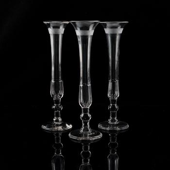 A set of nine early 19th century champagne flutes.