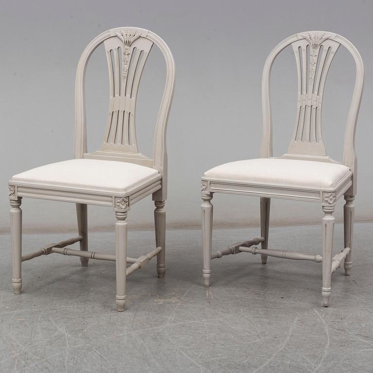 a set of 4+4 gustavian style chairs from the second half of the 20th century.