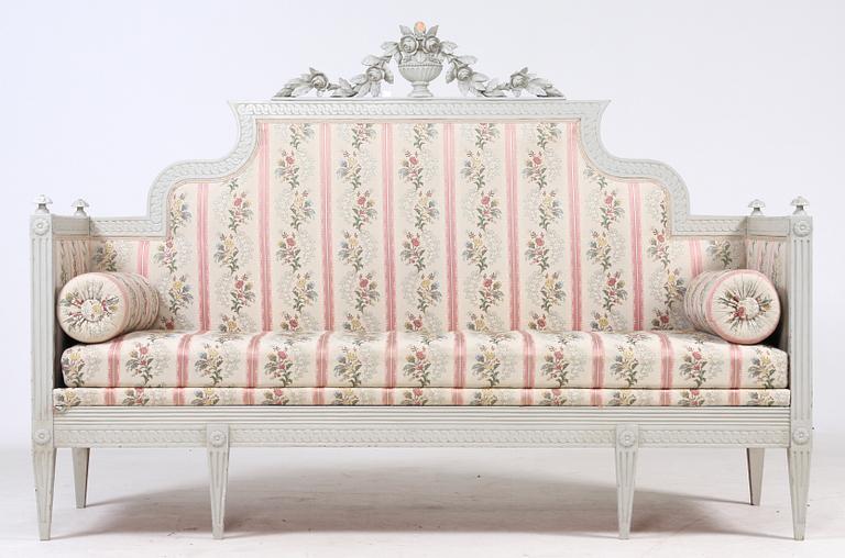 SOFFA samt STOLAR, 4 st, Louis XVI-stil, 1800-tal.