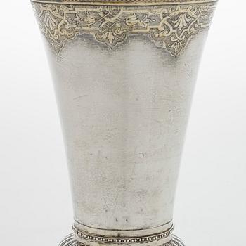 A parcel-gilt silver cup, maker's mark of Gustaf Stafhell the Elder, Stockholm 1743.