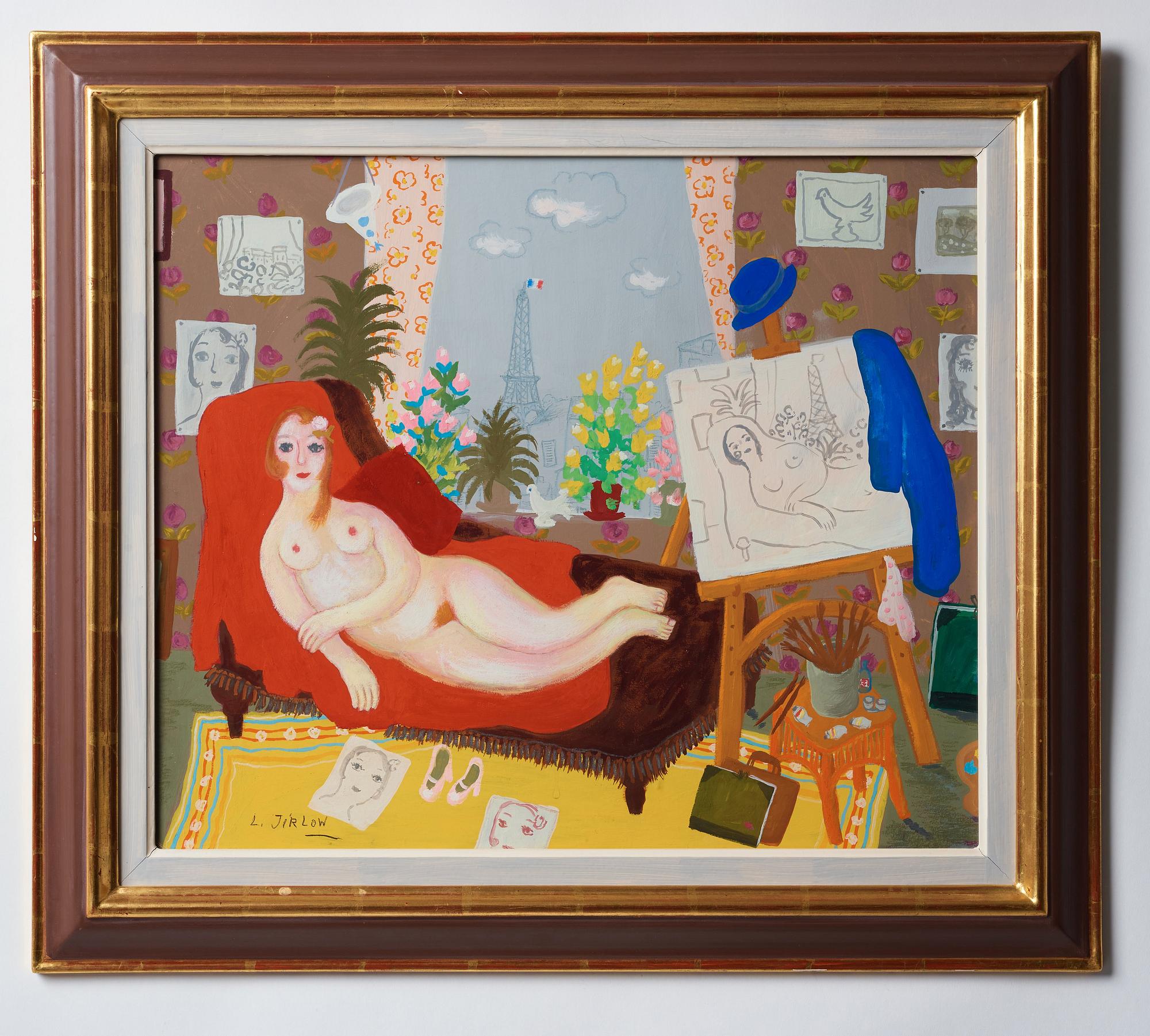 Lennart Jirlow, The artist's studio, a model on a chaise longue.