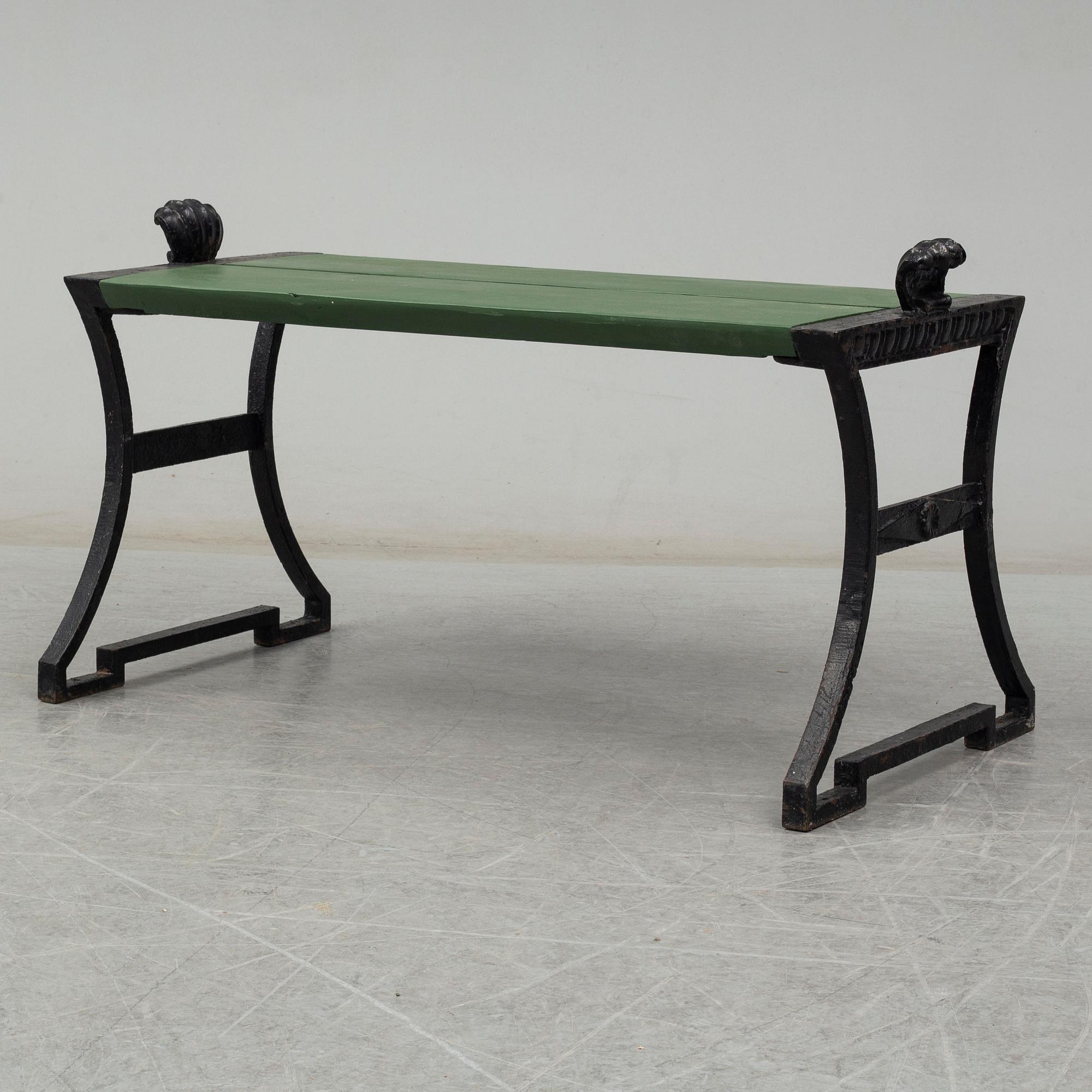 FOLKE BENSOW, a 'Snecan' cast iron carden bench from Byarums Bruk, sesigned in 1923.