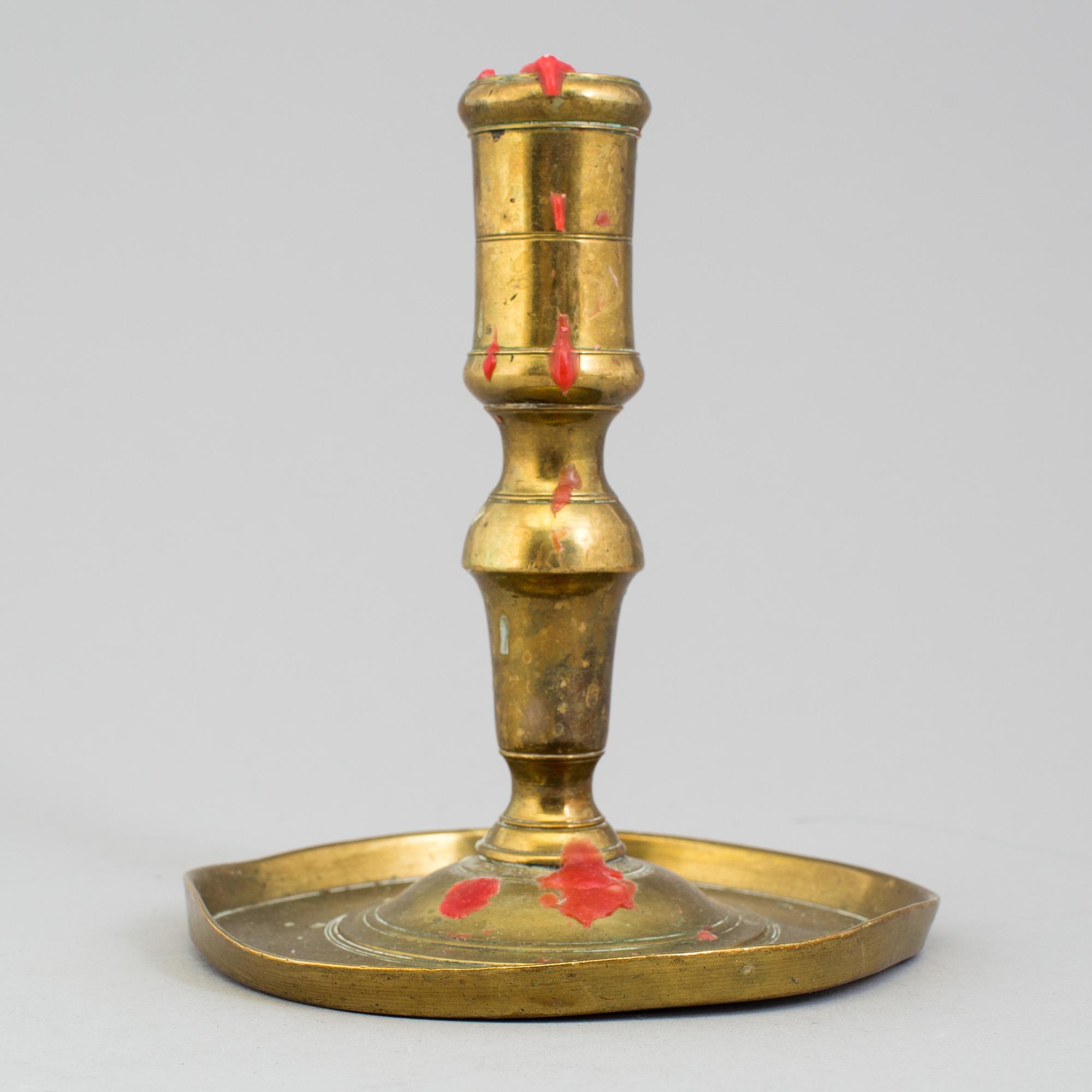 LJUSSTAKE, mässing, barock Sverige, 1600-tal.