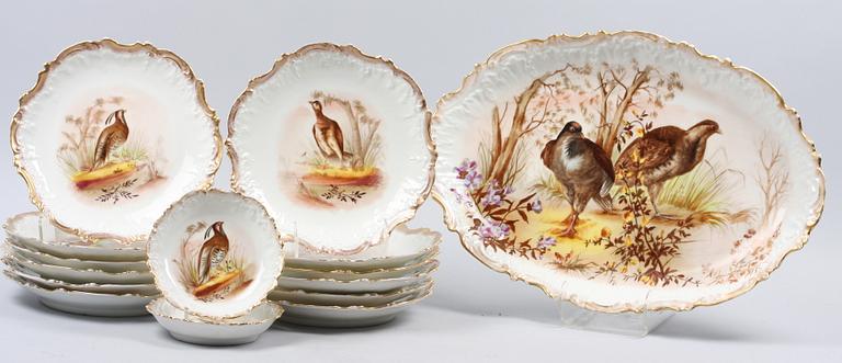 FRUKTSERVIS, porslin, 15 delar, Limoges, tidigt 1900-tal.