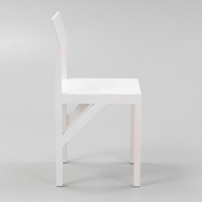 A signed white stained 'Bracket Chair' by Frederik Gustav for Frama, Copenhagen 2023.