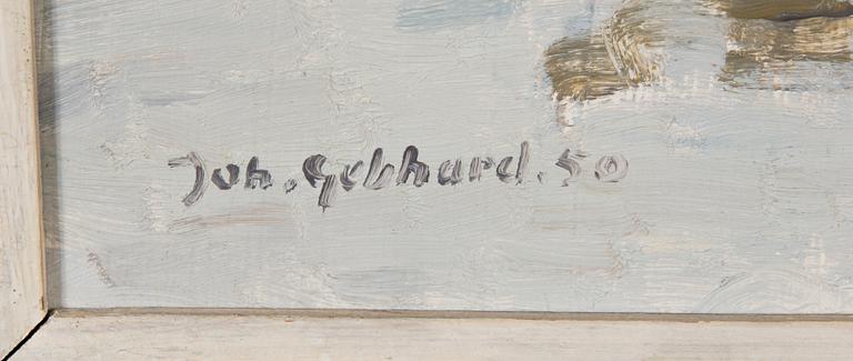 JOHANNES GEBHARD, öljy levylle, signeerattu ja päivätty 1950.