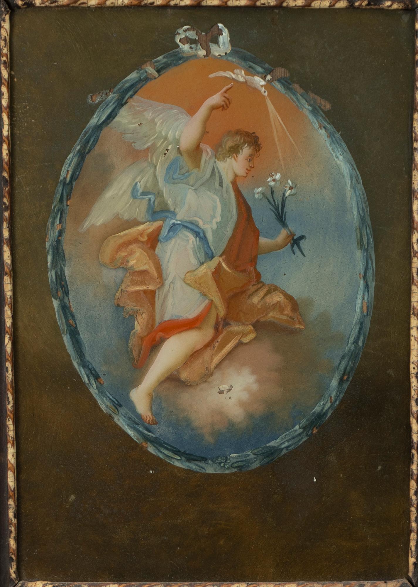 Glasmålning, omkring 1800, Ängel.