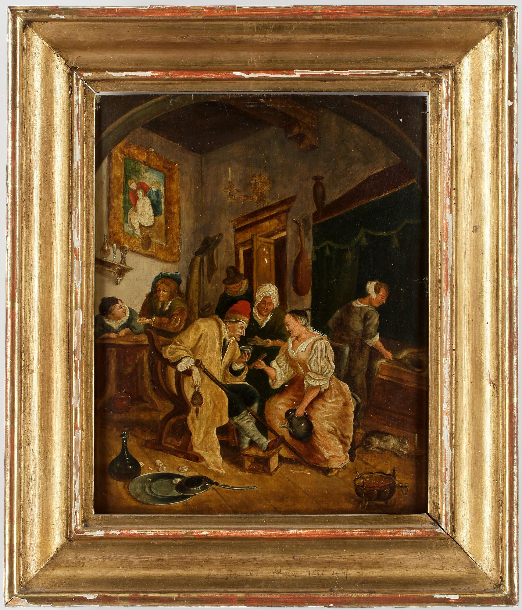 JAN HAVICKSZ. STEEN, Hans art, Olja på pannå, ej signerad.