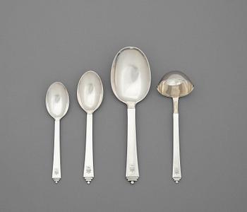 A set of 86 pieces of Harald Nielsen's 'Pyramide' flatware, Georg Jensen, Copenhagen 1933-44.