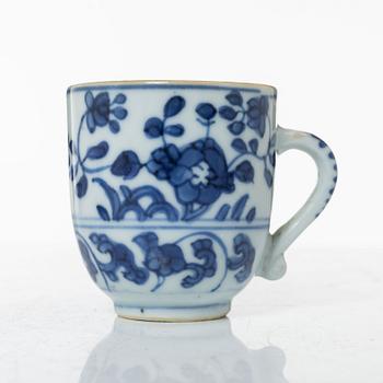 A group of three cups with saucers and two cups, Qing dynasty, 18th century.