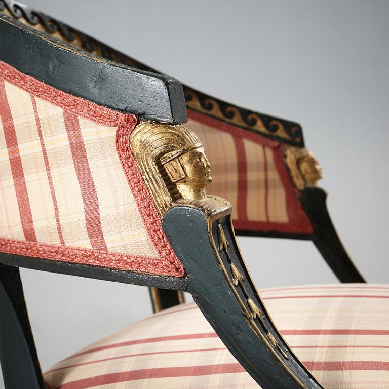 A pair of late Gustavian armchairs by Ephraim Ståhl (master in Stockholm 1794-1820).