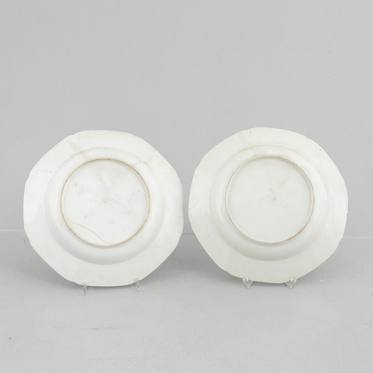 A set of eight blue and white export porcelain plates, China, Qianlong (1736-95).