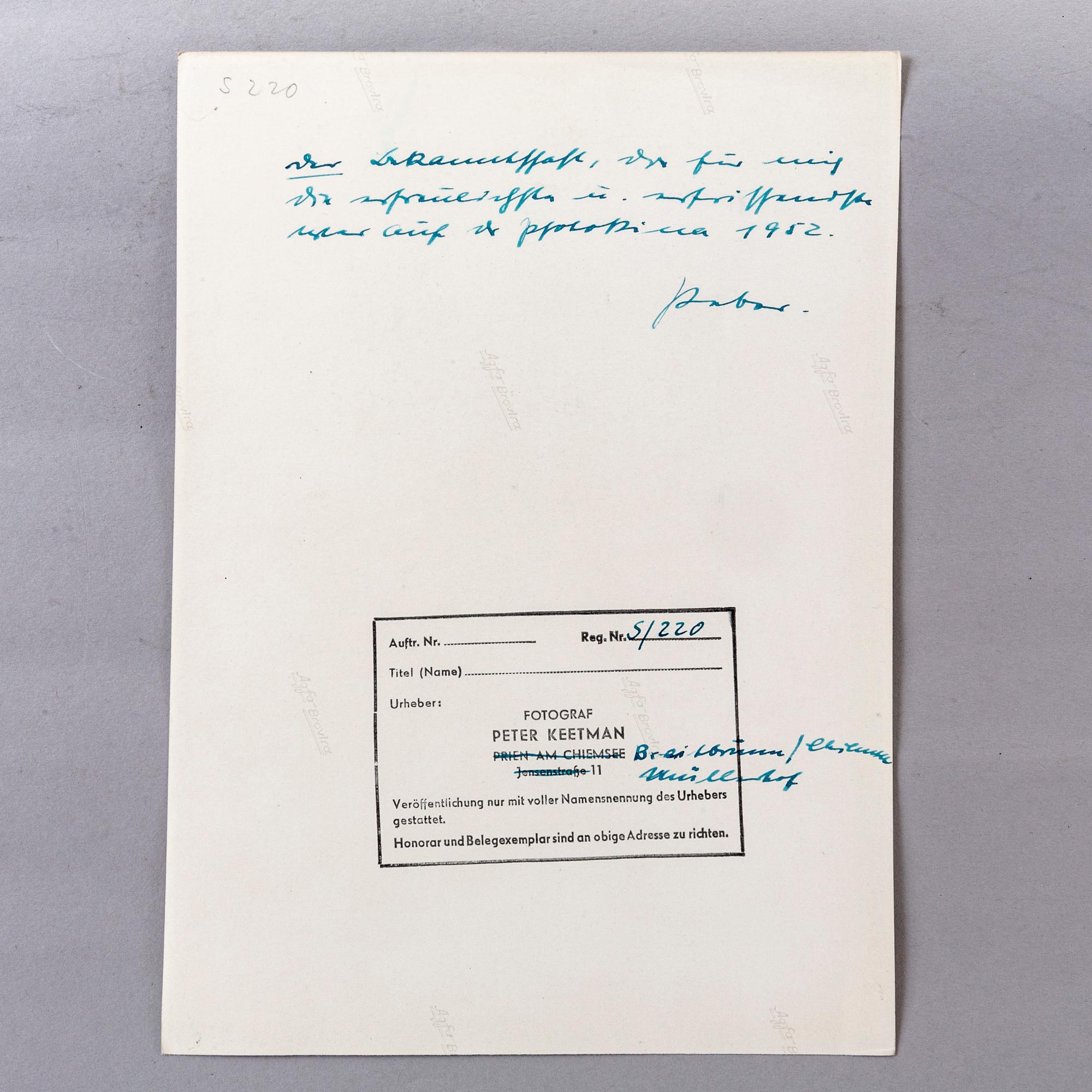 peter Keetman, photography stamped signature verso 1950/60s.