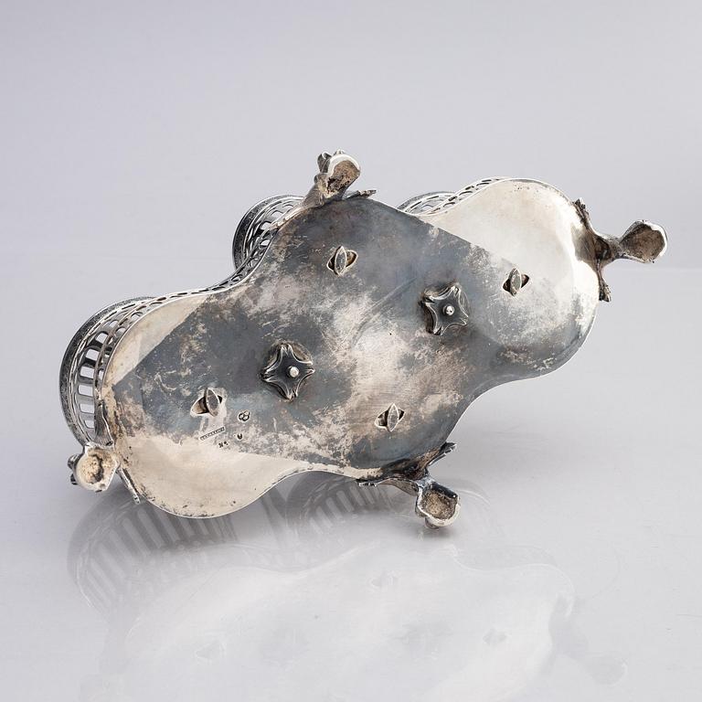A Swedish 18/19th century silver and glass cruet-set, mark of Pehr Zethelius and Paul Wihlborg, Stockholm 1795 and 1814.