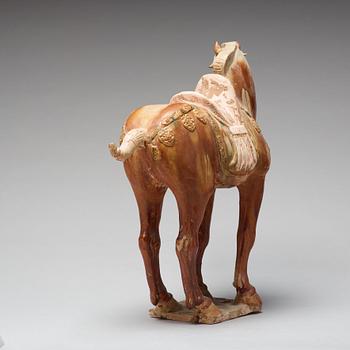 A pottery figure of a horse, Tang dynasty (618-907).